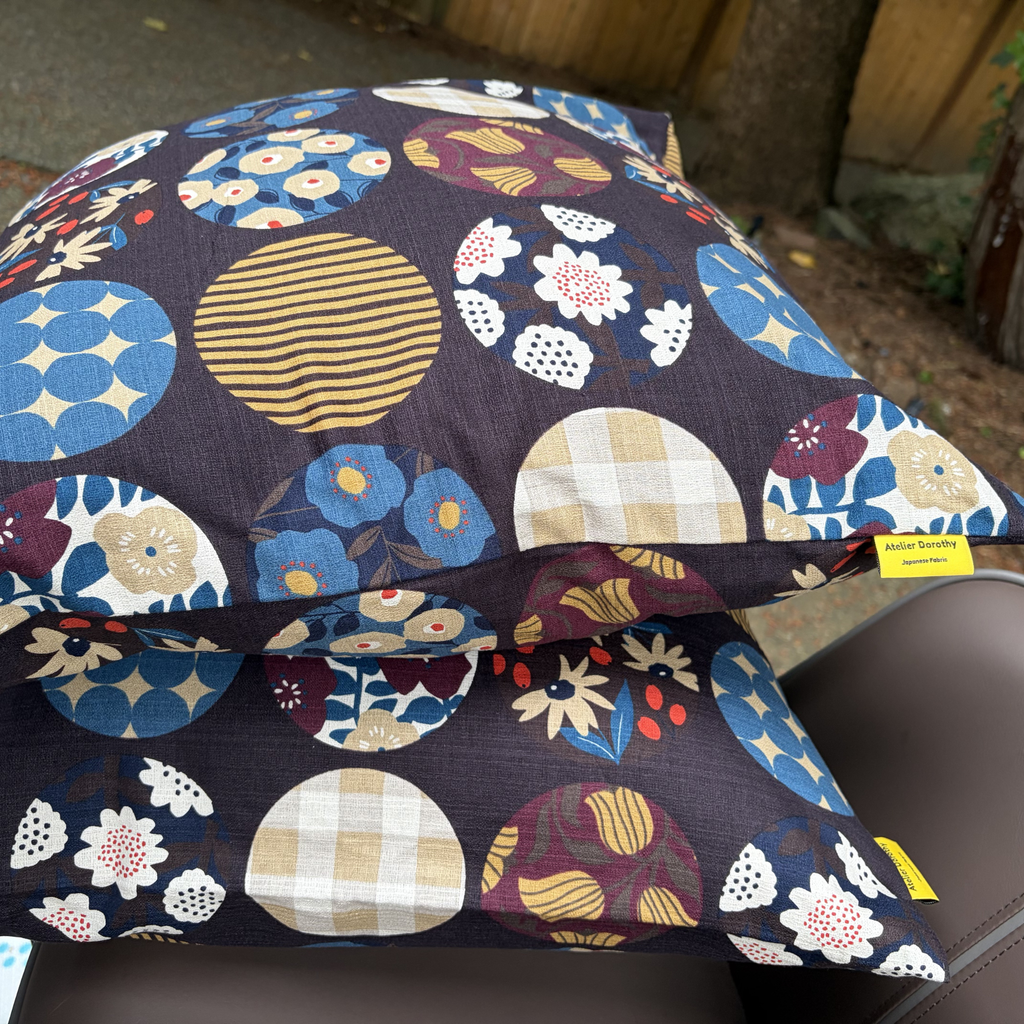 Handmade Kyoto Cotton Throw Pillow Cover : Blown Round (50x50cm / 20")