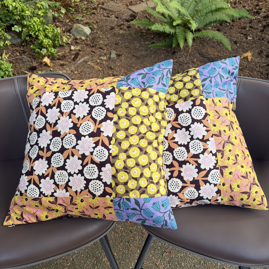 Handmade Kyoto Cotton Throw Pillow Cover : Golden Hour Floral_Zipper_50x50cm / 20"