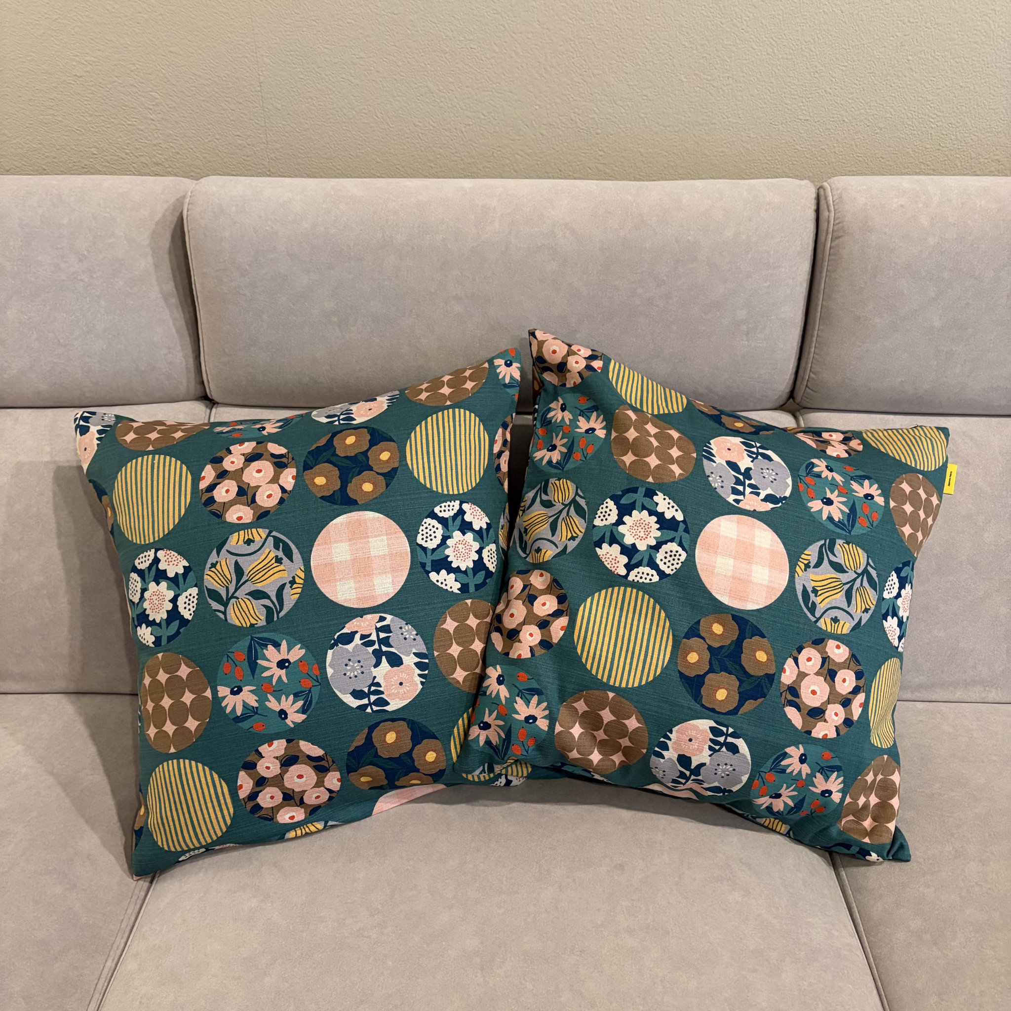 Handmade Kyoto Cotton Throw Pillow Cover : Green Round (50x50cm / 20")