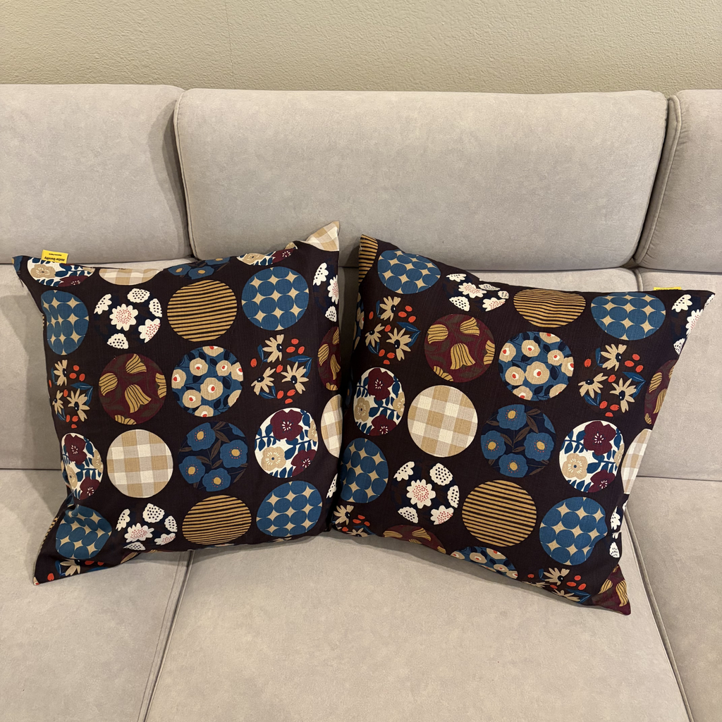 Handmade Kyoto Cotton Throw Pillow Cover : Blown Round (50x50cm / 20")