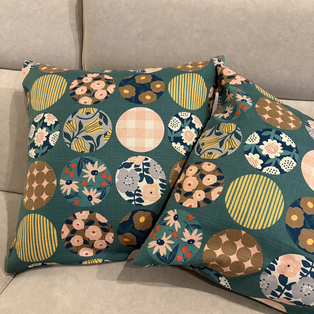 Handmade Kyoto Cotton Throw Pillow Cover : Green Round (50x50cm / 20")