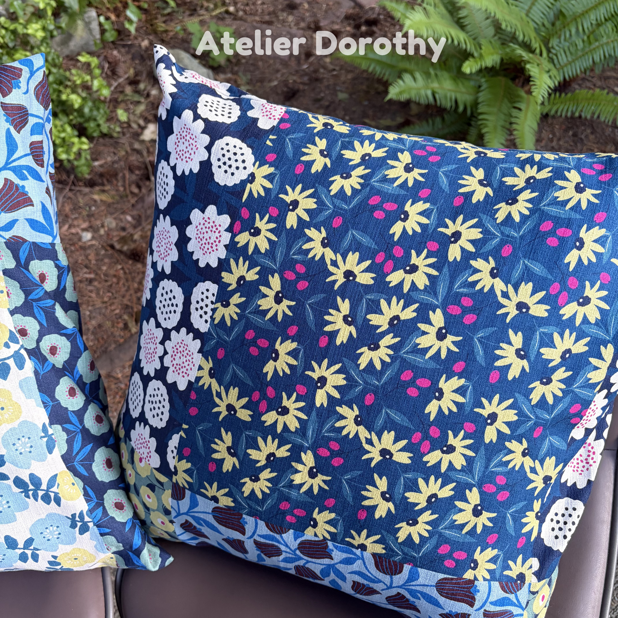Atelier Dorothy | The Kyoto Bloom: Patchwork Floral Cushion Cover (Set of 2) _Envelope_50x50cm / 20"