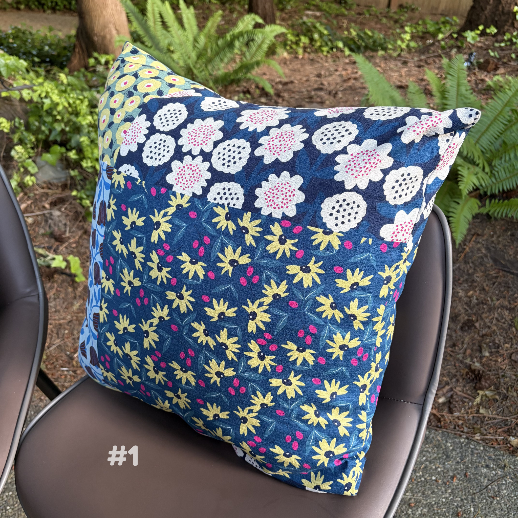 Handmade Kyoto Cotton Throw Pillow Cover : Ocean Floral_Envelope_50x50cm / 20"