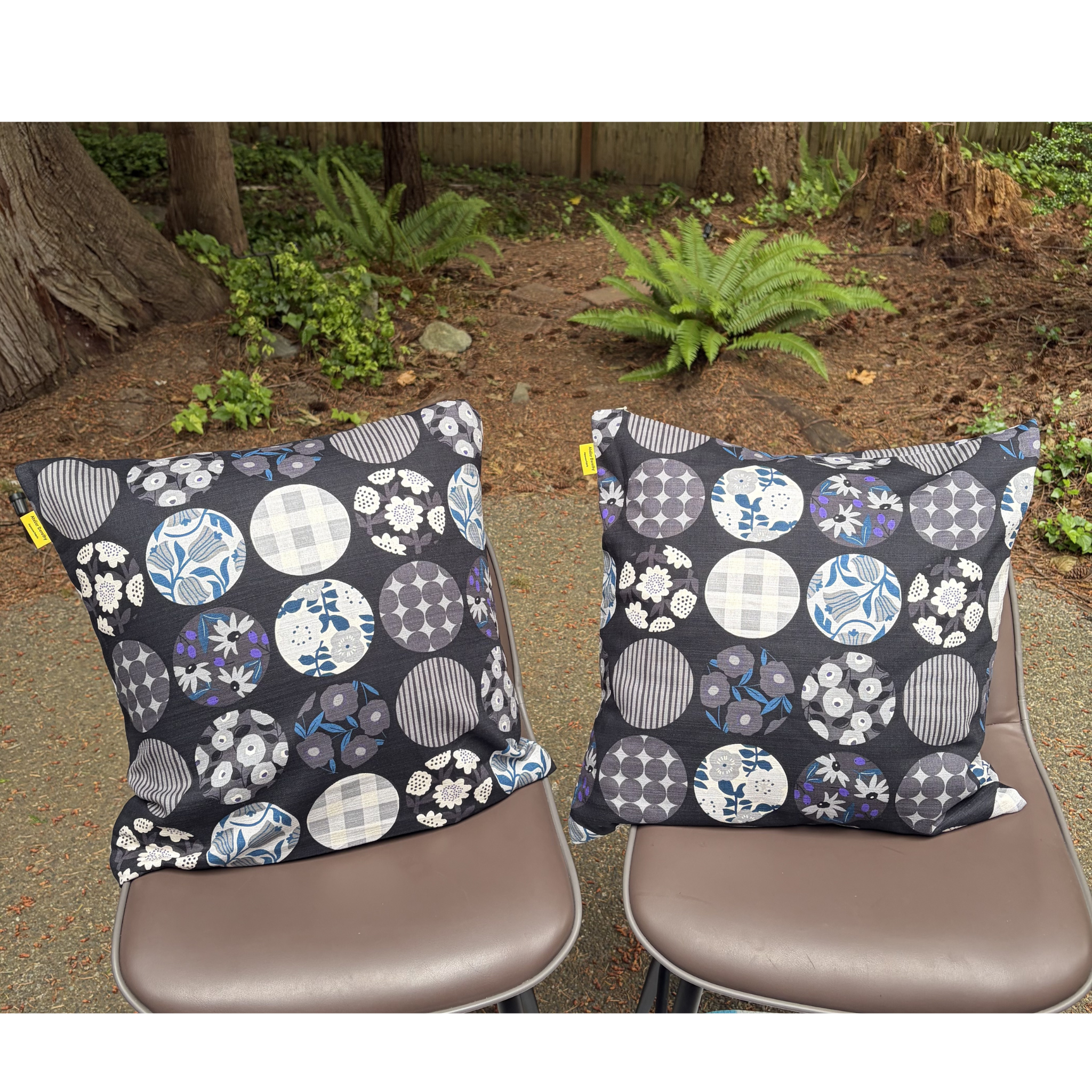 Handmade Kyoto Cotton Throw Pillow Cover : Black Round (50x50cm / 20")