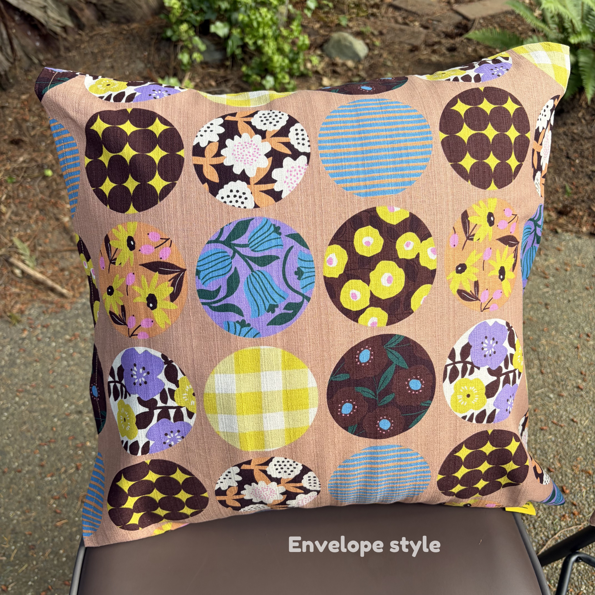 Handmade Kyoto Cotton Throw Pillow Cover : Apricot Round (50x50cm / 20")