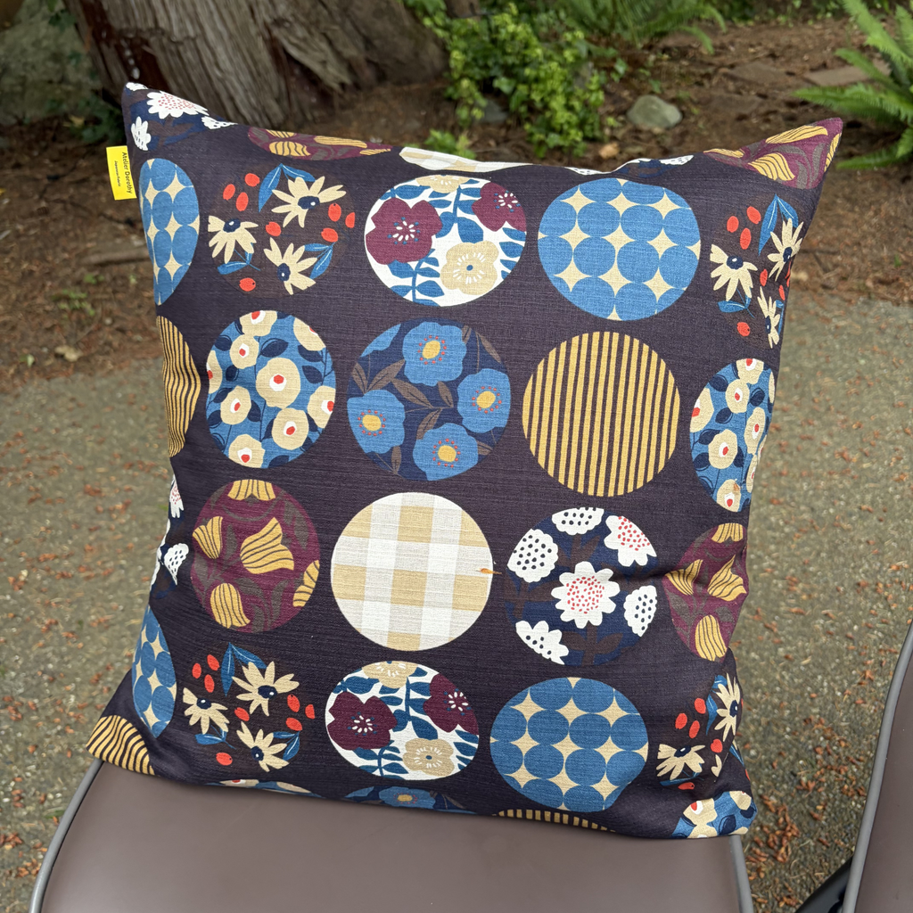 Handmade Kyoto Cotton Throw Pillow Cover : Blown Round (50x50cm / 20")