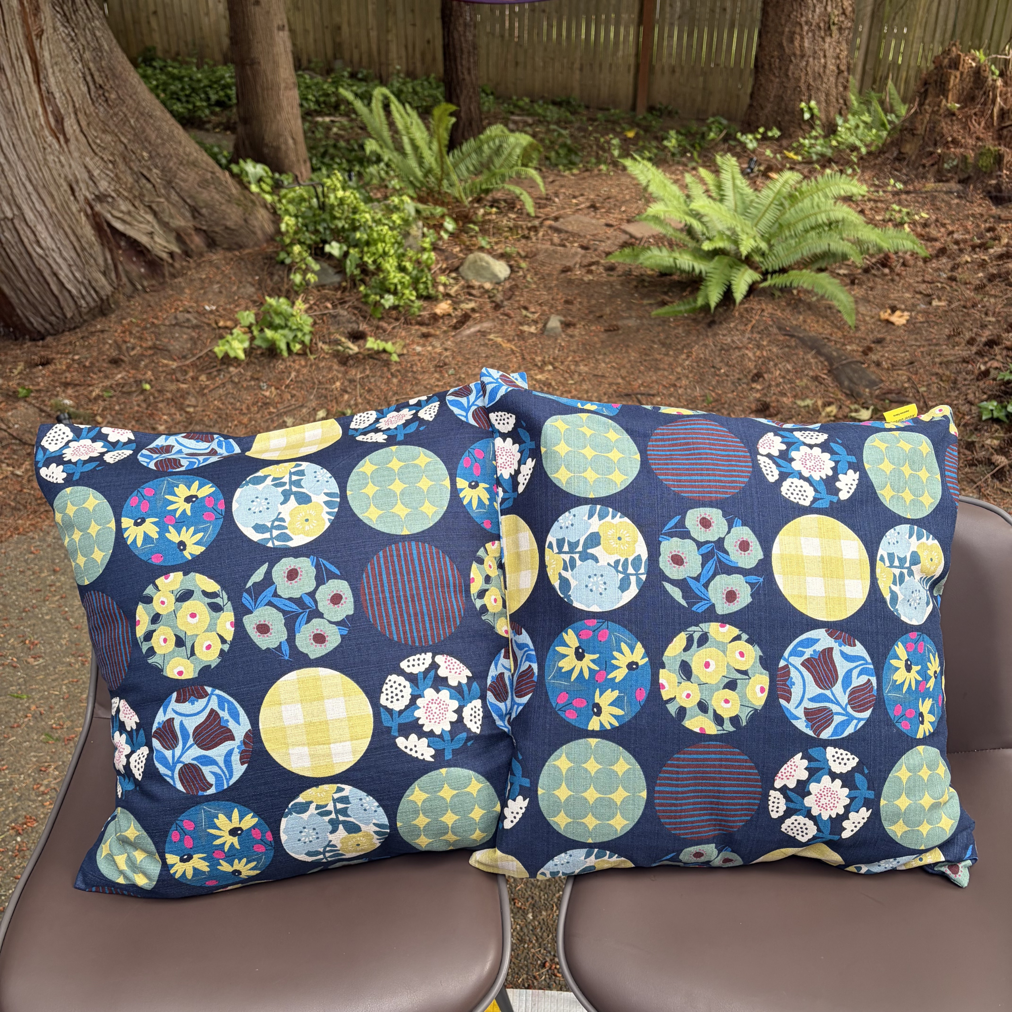 Handmade Kyoto Cotton Throw Pillow Cover : Navy Round (50x50cm / 20")