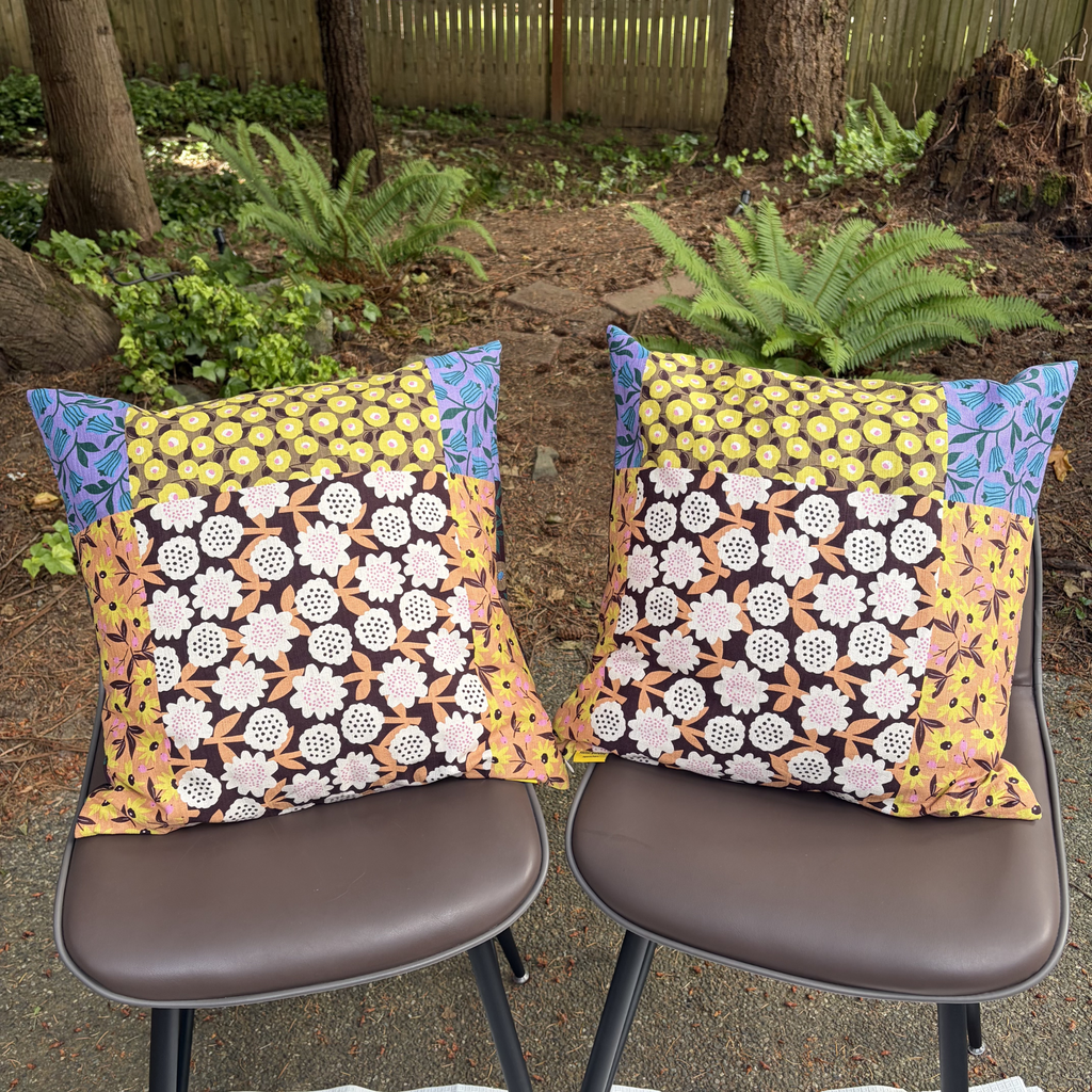Handmade Kyoto Cotton Throw Pillow Cover : Golden Hour Floral_Zipper_50x50cm / 20"