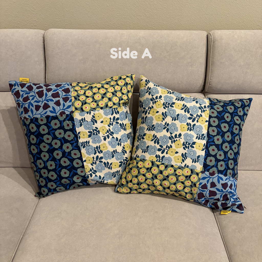 Handmade Kyoto Cotton Throw Pillow Cover : Ocean Floral_Zipper_50x50cm / 20"