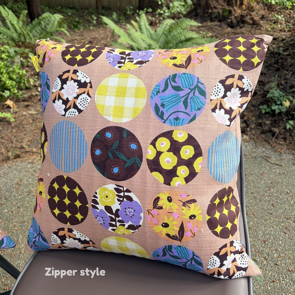 Handmade Kyoto Cotton Throw Pillow Cover : Apricot Round (50x50cm / 20")