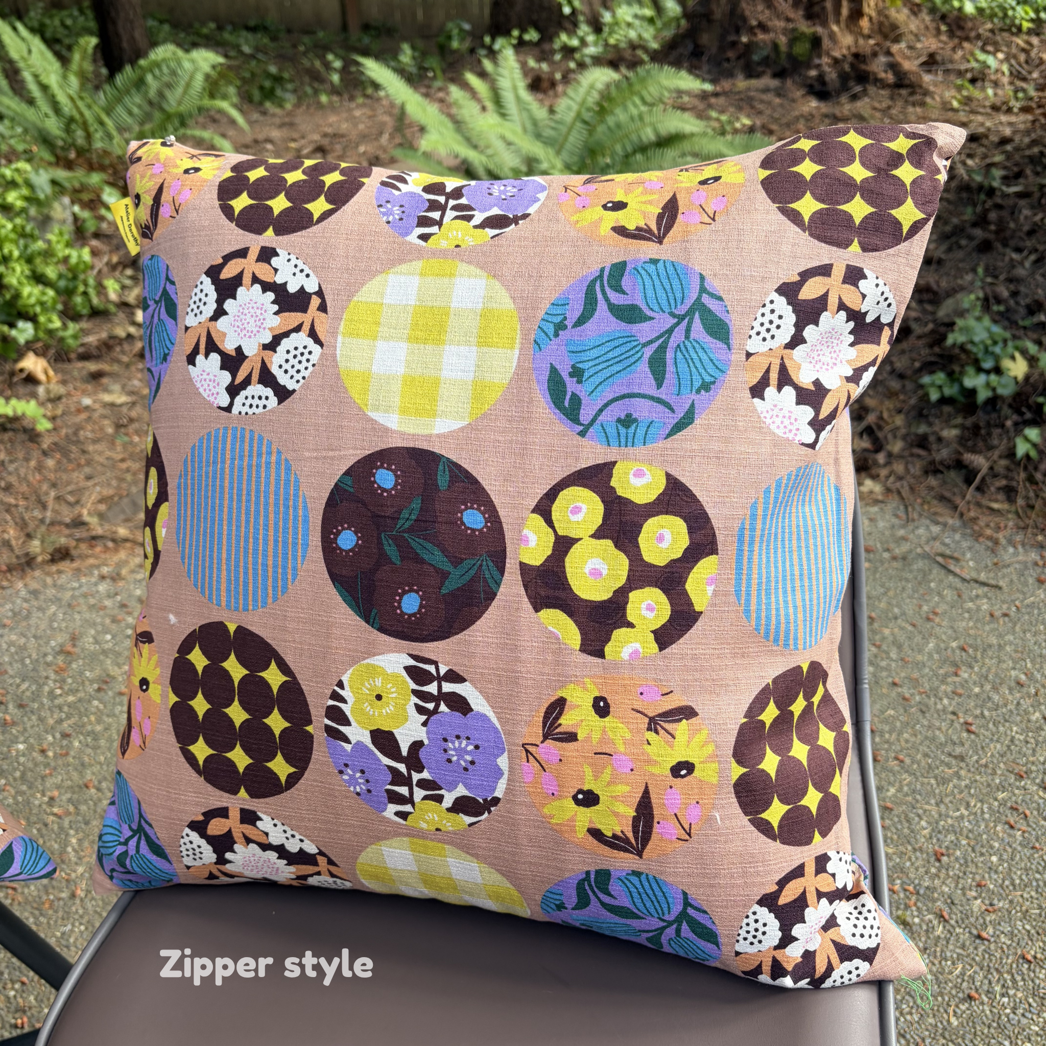 Handmade Kyoto Cotton Throw Pillow Cover : Apricot Round (50x50cm / 20")