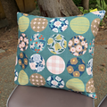 Handmade Kyoto Cotton Throw Pillow Cover : Green Round (50x50cm / 20")