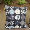 Handmade Kyoto Cotton Throw Pillow Cover : Black Round (50x50cm / 20")
