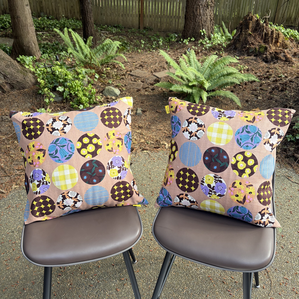 Handmade Kyoto Cotton Throw Pillow Cover : Apricot Round (50x50cm / 20")