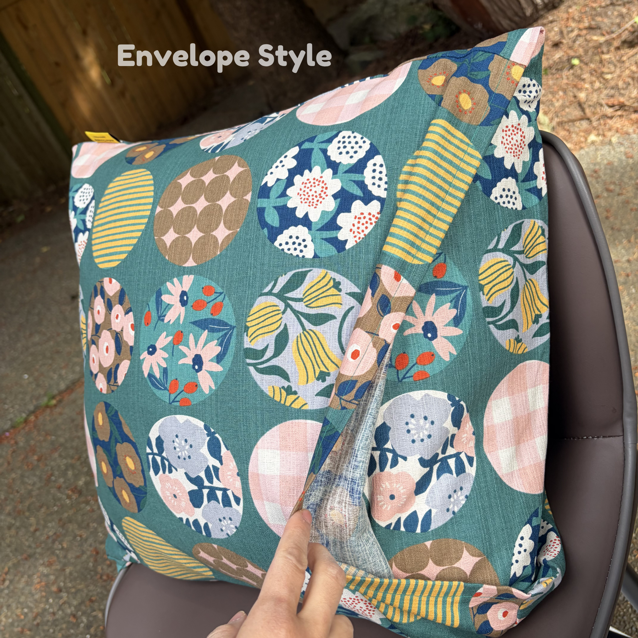 Handmade Kyoto Cotton Throw Pillow Cover : Green Round (50x50cm / 20")