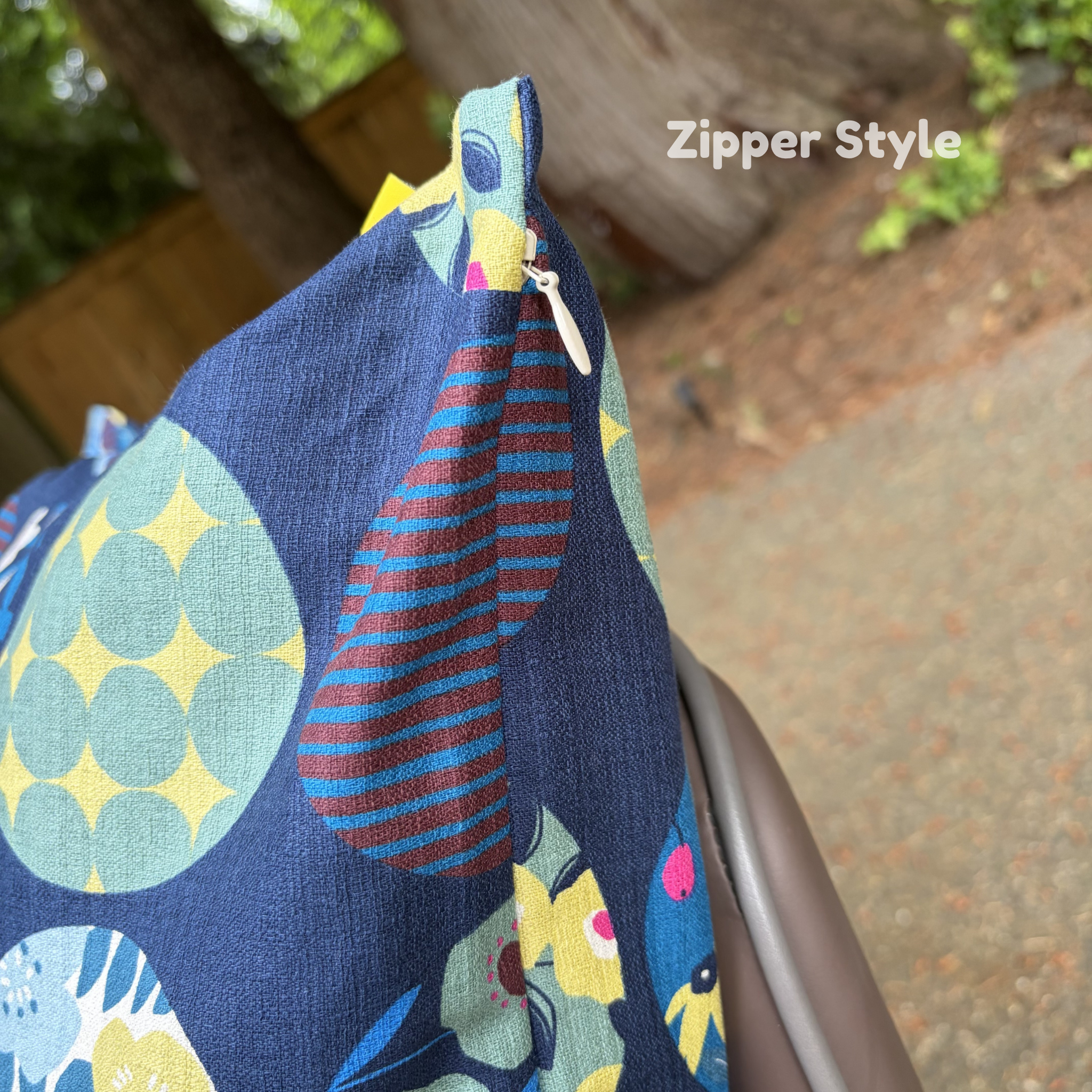 Handmade Kyoto Cotton Throw Pillow Cover : Navy Round (50x50cm / 20")