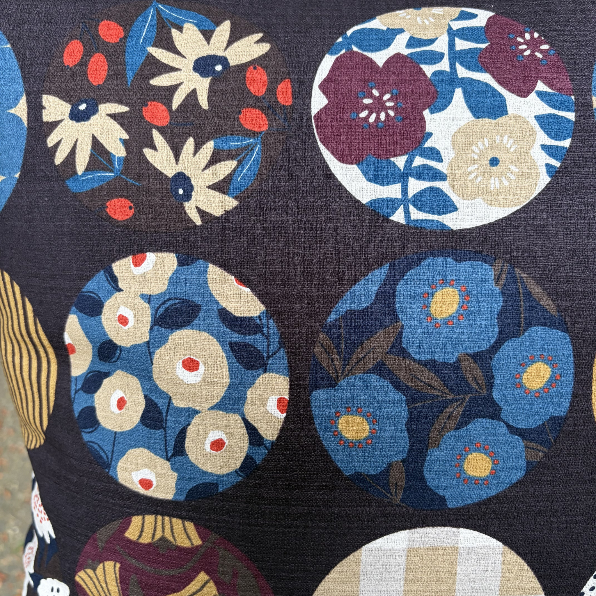 Handmade Kyoto Cotton Throw Pillow Cover : Blown Round (50x50cm / 20")