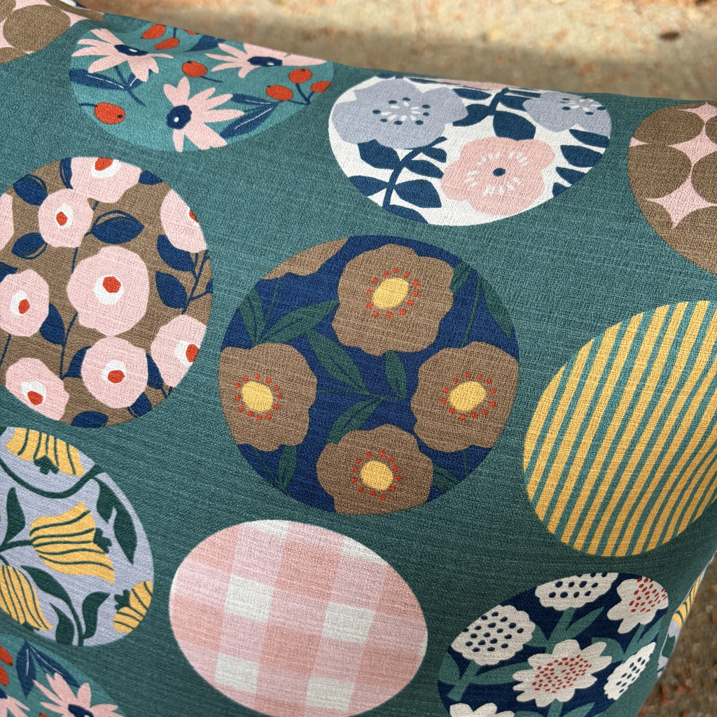Handmade Kyoto Cotton Throw Pillow Cover : Green Round (50x50cm / 20")