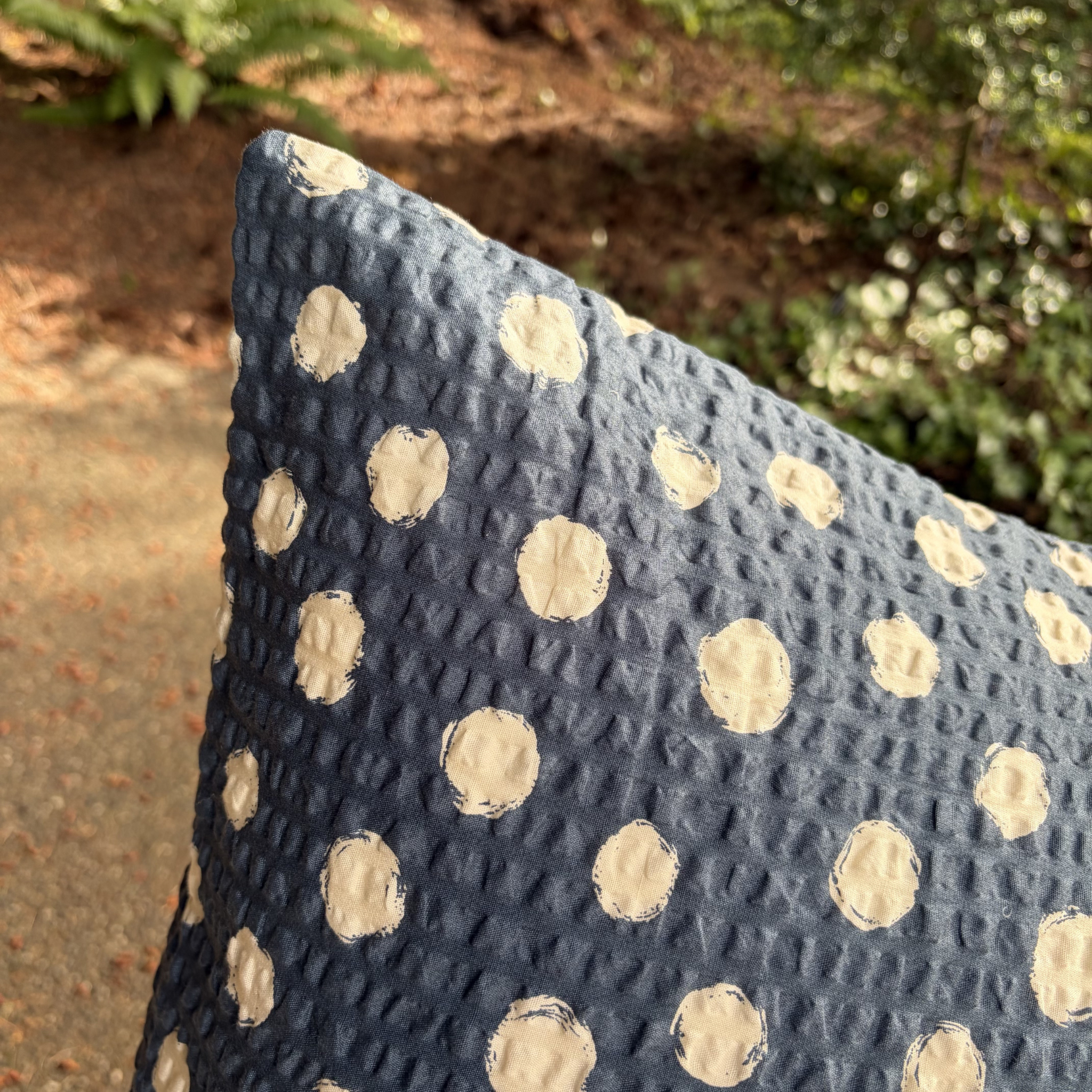 Handmade Japanese Seersucker Pillowcase : Indigo
