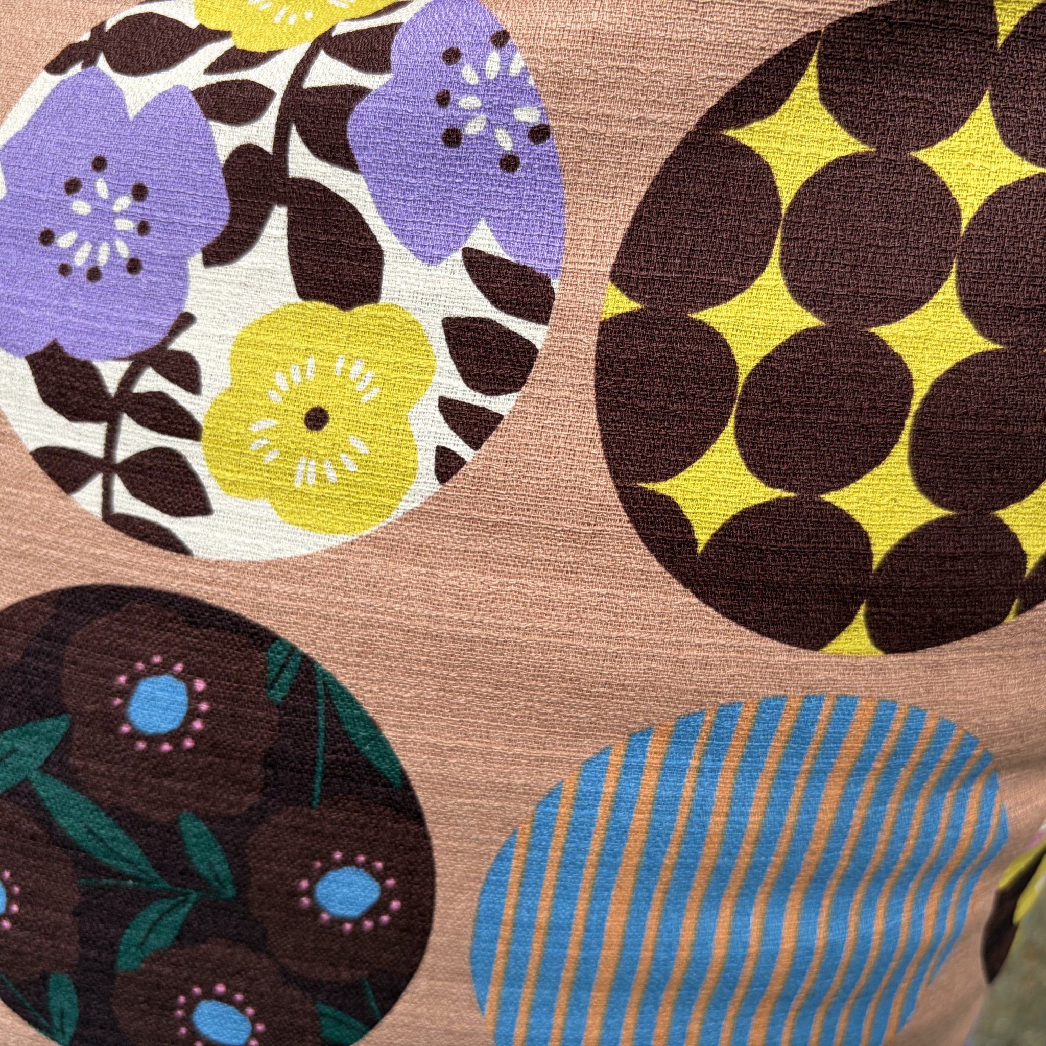 Handmade Kyoto Cotton Throw Pillow Cover : Apricot Round (50x50cm / 20")
