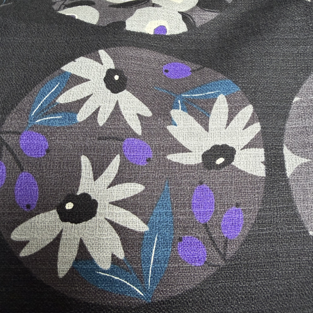 Handmade Kyoto Cotton Throw Pillow Cover : Black Round (50x50cm / 20")