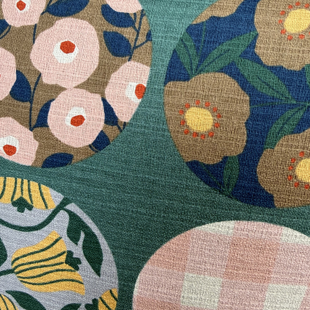 Handmade Kyoto Cotton Throw Pillow Cover : Green Round (50x50cm / 20")