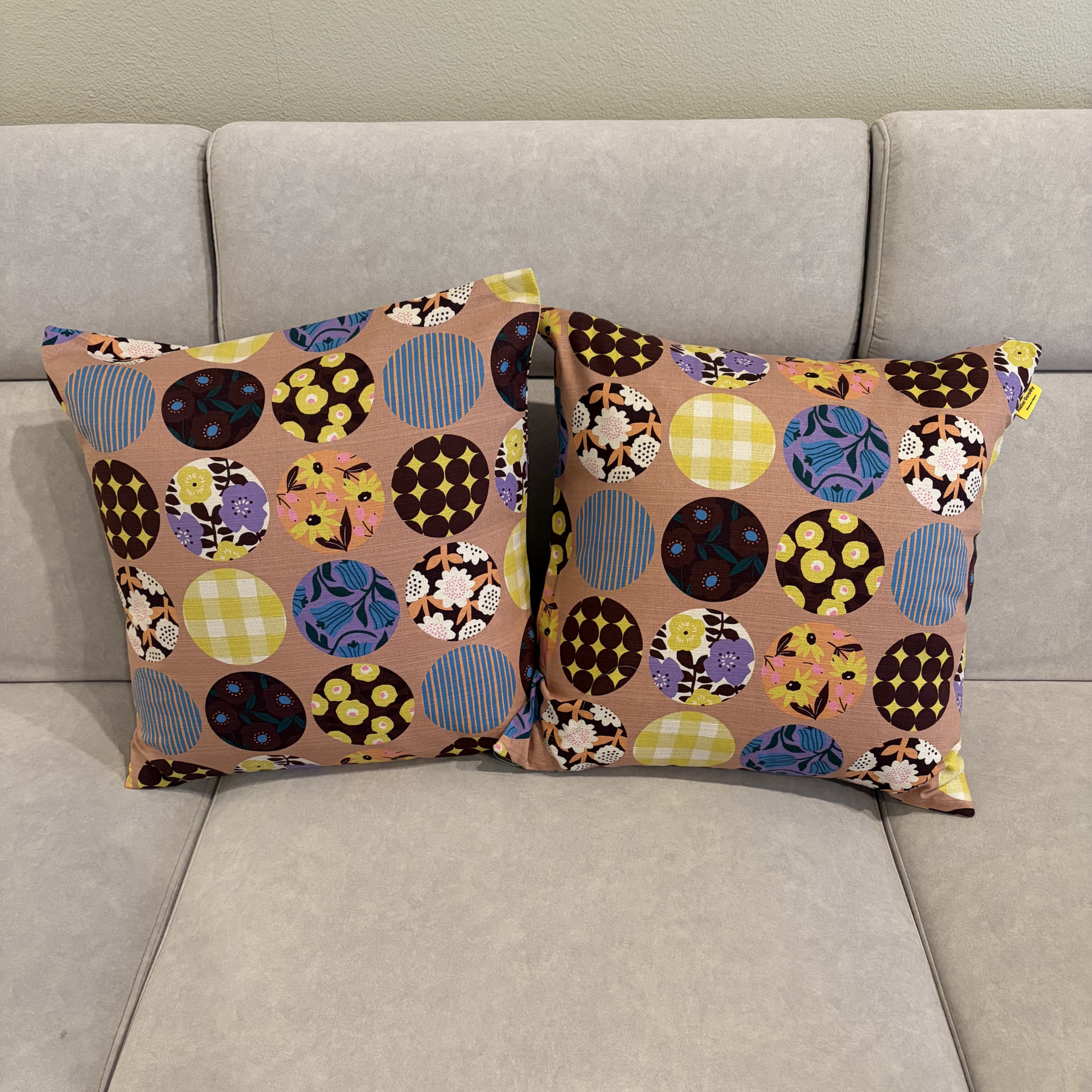 Handmade Kyoto Cotton Throw Pillow Cover : Apricot Round (50x50cm / 20")