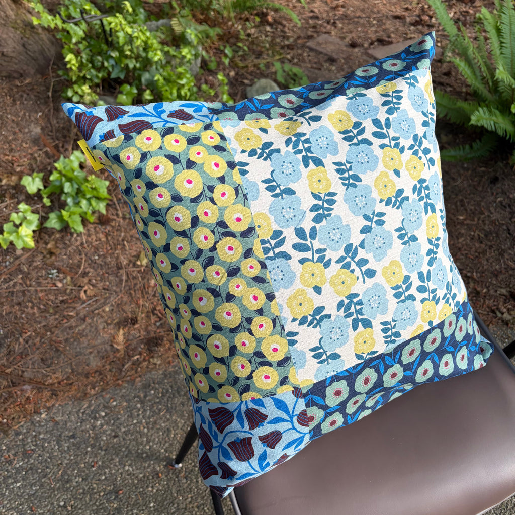 Handmade Kyoto Cotton Throw Pillow Cover : Ocean Floral_Envelope_50x50cm / 20"