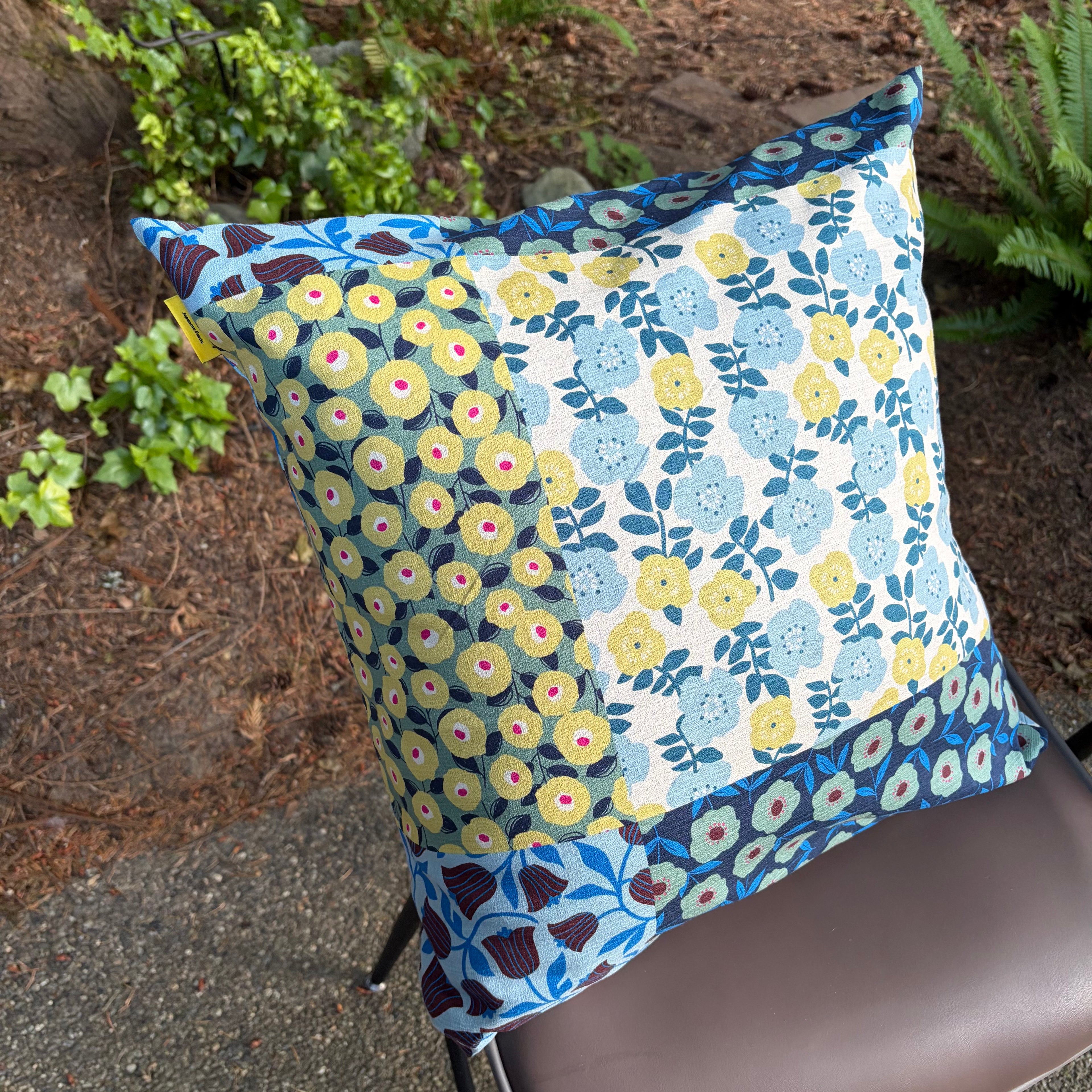 Handmade Kyoto Cotton Throw Pillow Cover : Ocean Floral_Envelope_50x50cm / 20"