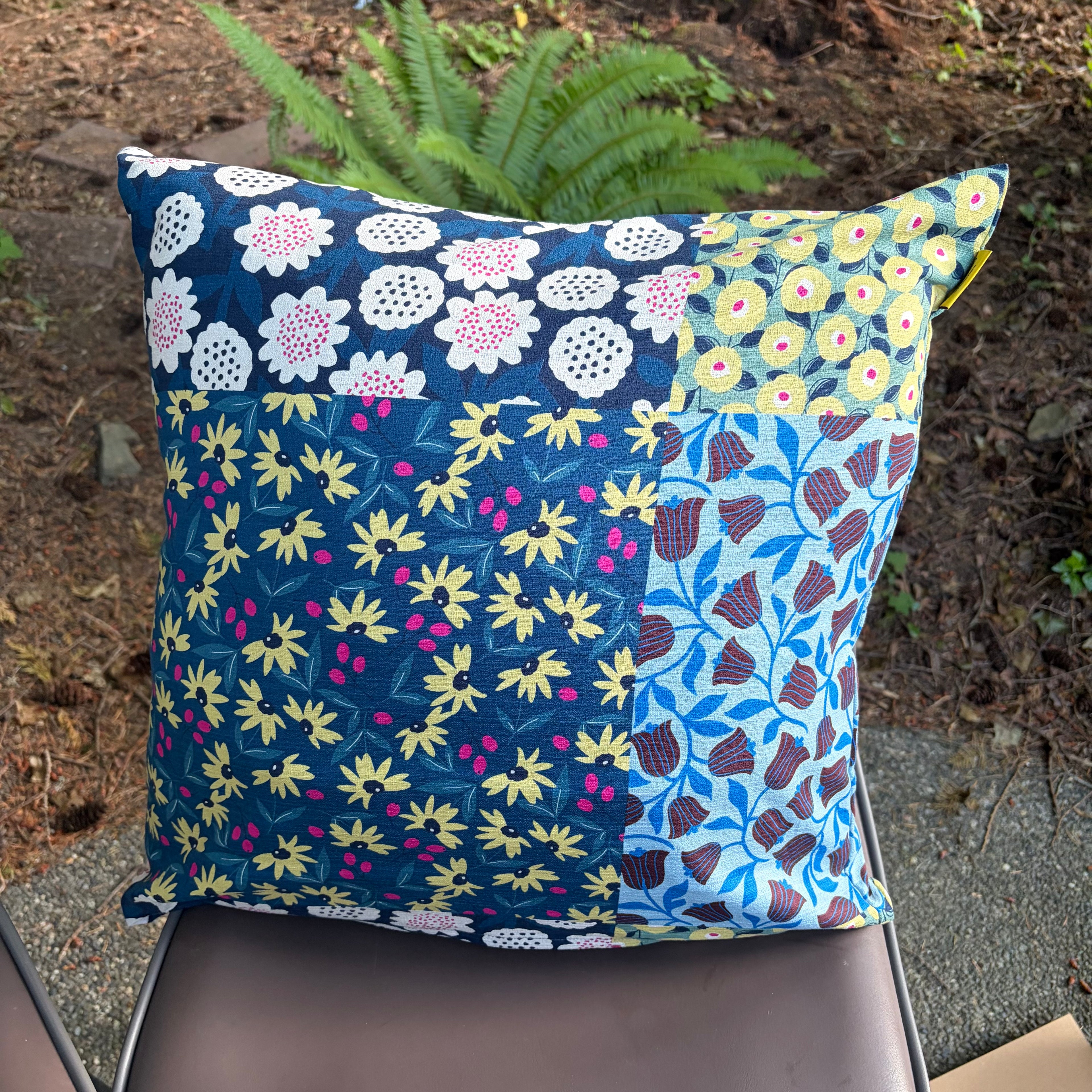 Handmade Kyoto Cotton Throw Pillow Cover : Ocean Floral_Envelope_50x50cm / 20"