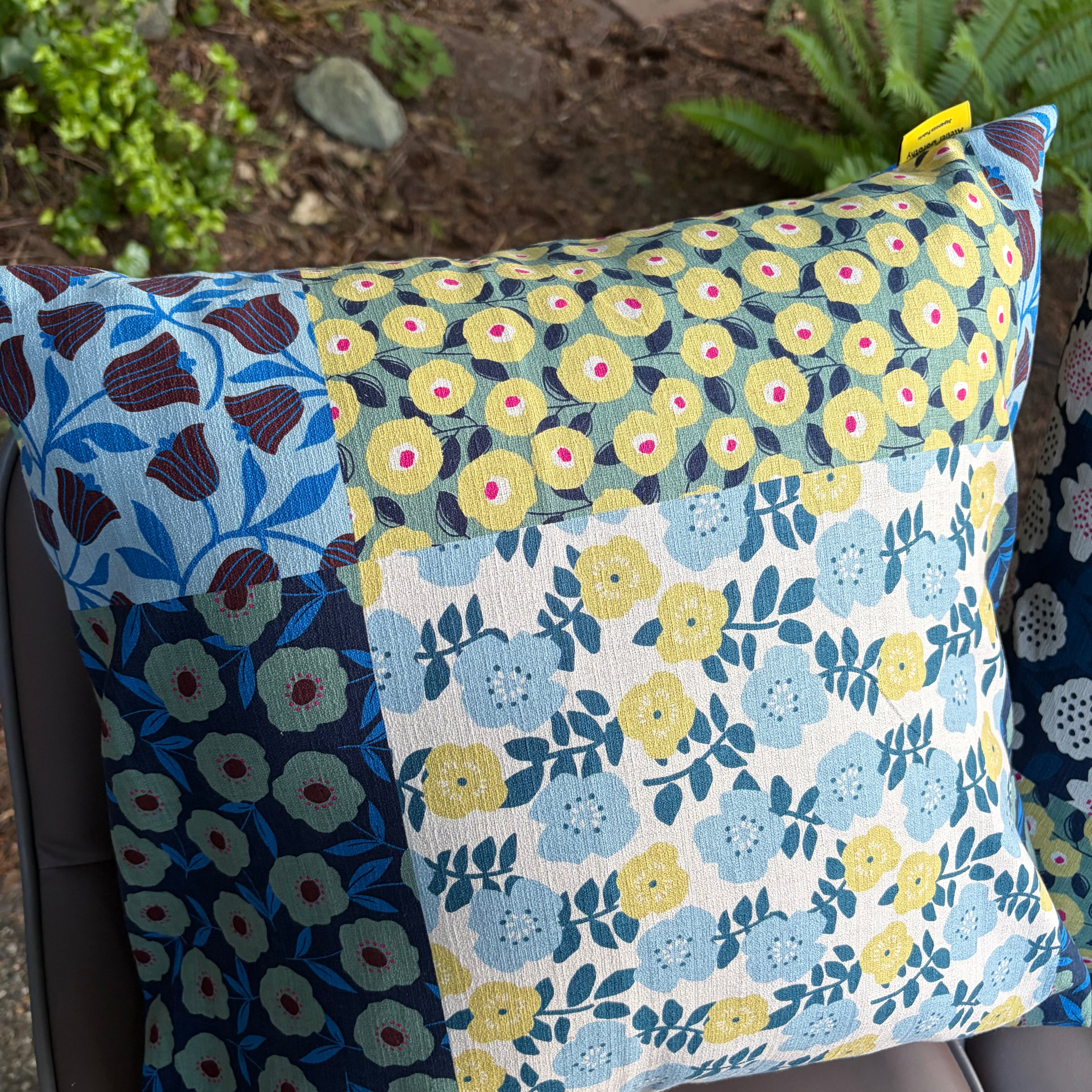 Handmade Kyoto Cotton Throw Pillow Cover : Ocean Floral_Envelope_50x50cm / 20"