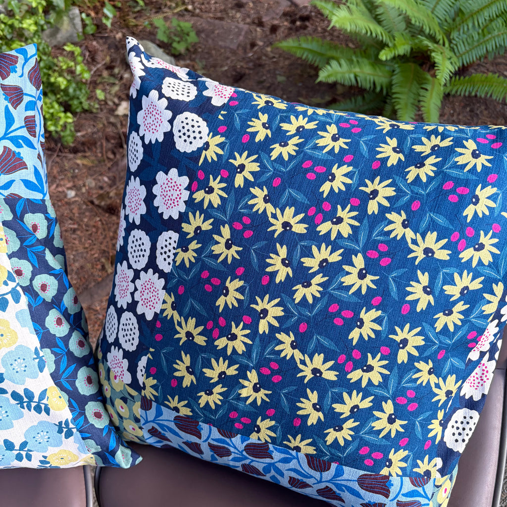 Handmade Kyoto Cotton Throw Pillow Cover : Ocean Floral_Envelope_50x50cm / 20"