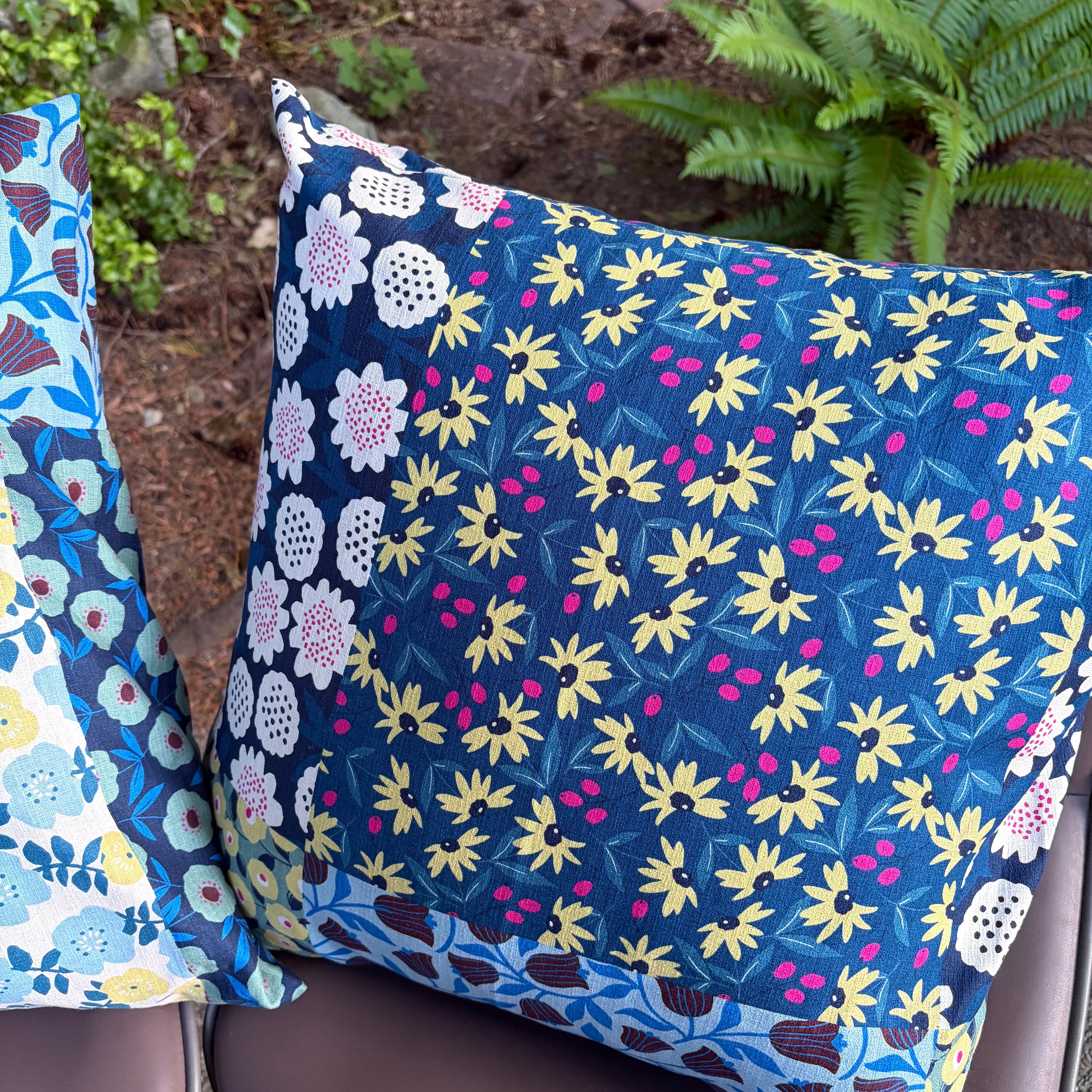 Handmade Kyoto Cotton Throw Pillow Cover : Ocean Floral_Envelope_50x50cm / 20"