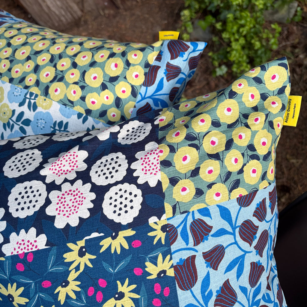 Handmade Kyoto Cotton Throw Pillow Cover : Ocean Floral_Envelope_50x50cm / 20"