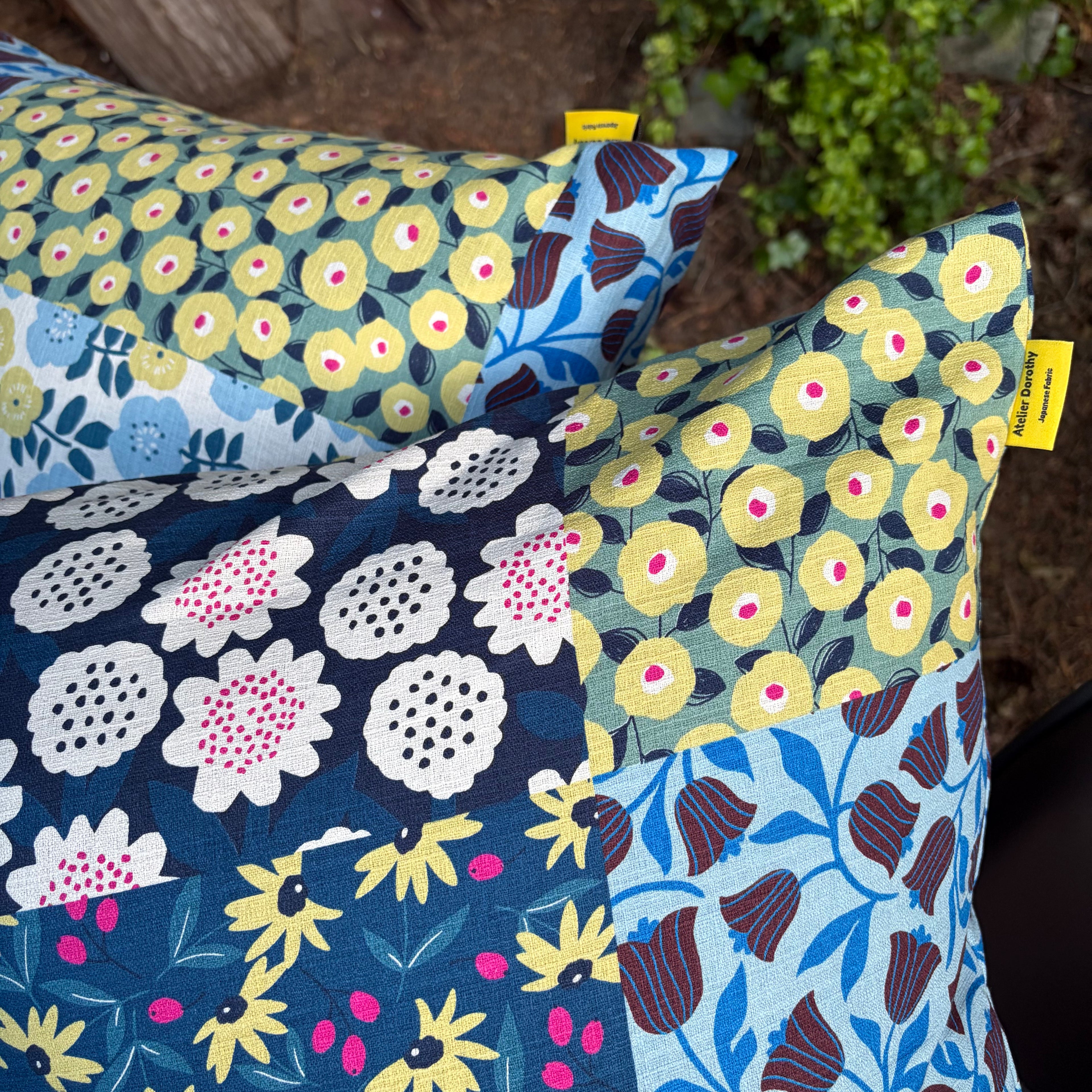 Handmade Kyoto Cotton Throw Pillow Cover : Ocean Floral_Envelope_50x50cm / 20"