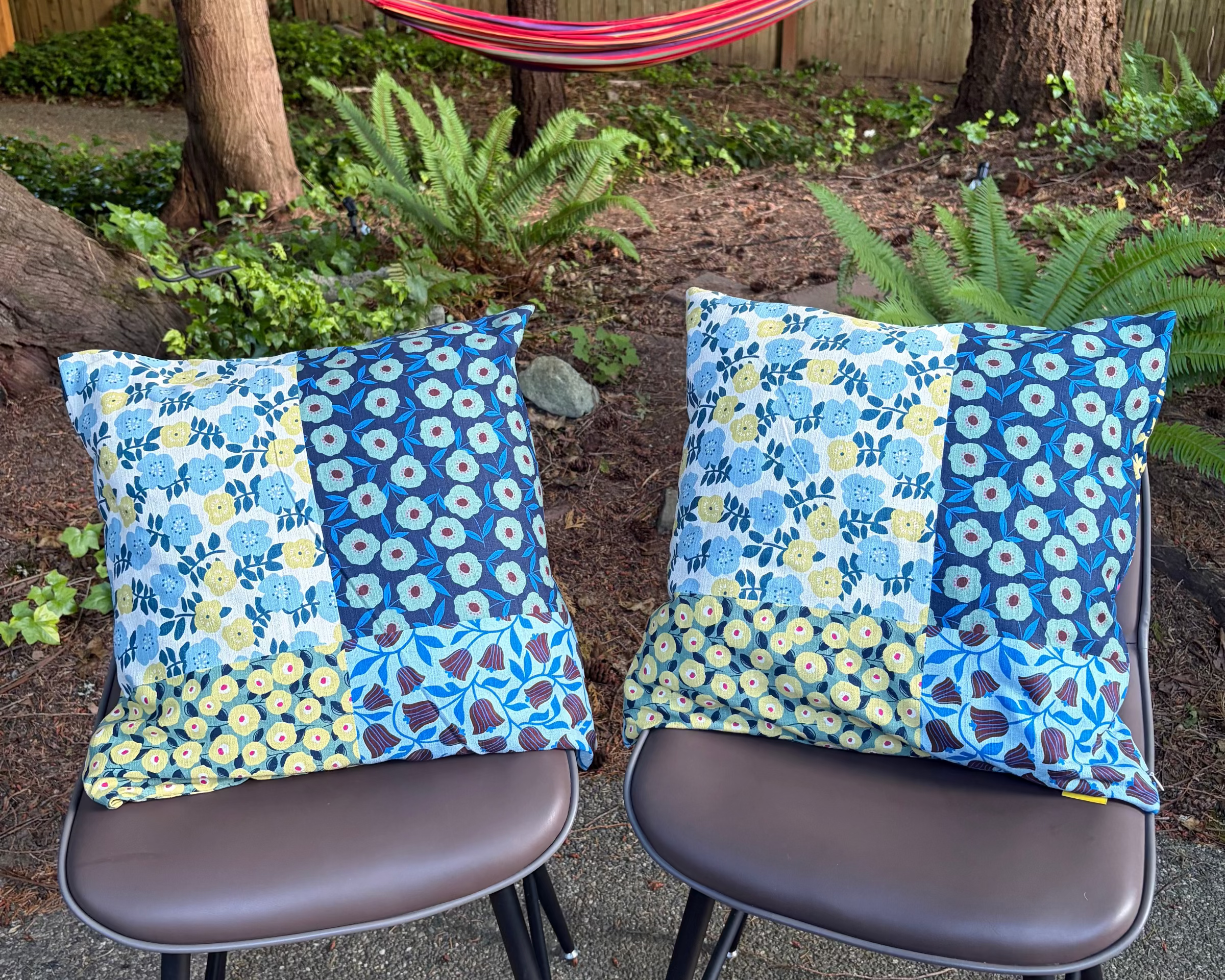 Handmade Kyoto Cotton Throw Pillow Cover : Ocean Floral_Zipper_50x50cm / 20"