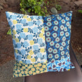 Handmade Kyoto Cotton Throw Pillow Cover : Ocean Floral_Zipper_50x50cm / 20"