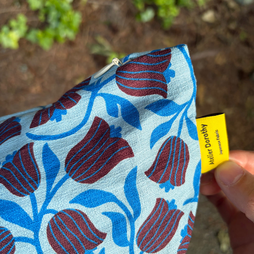 Handmade Kyoto Cotton Throw Pillow Cover : Ocean Floral_Zipper_50x50cm / 20"
