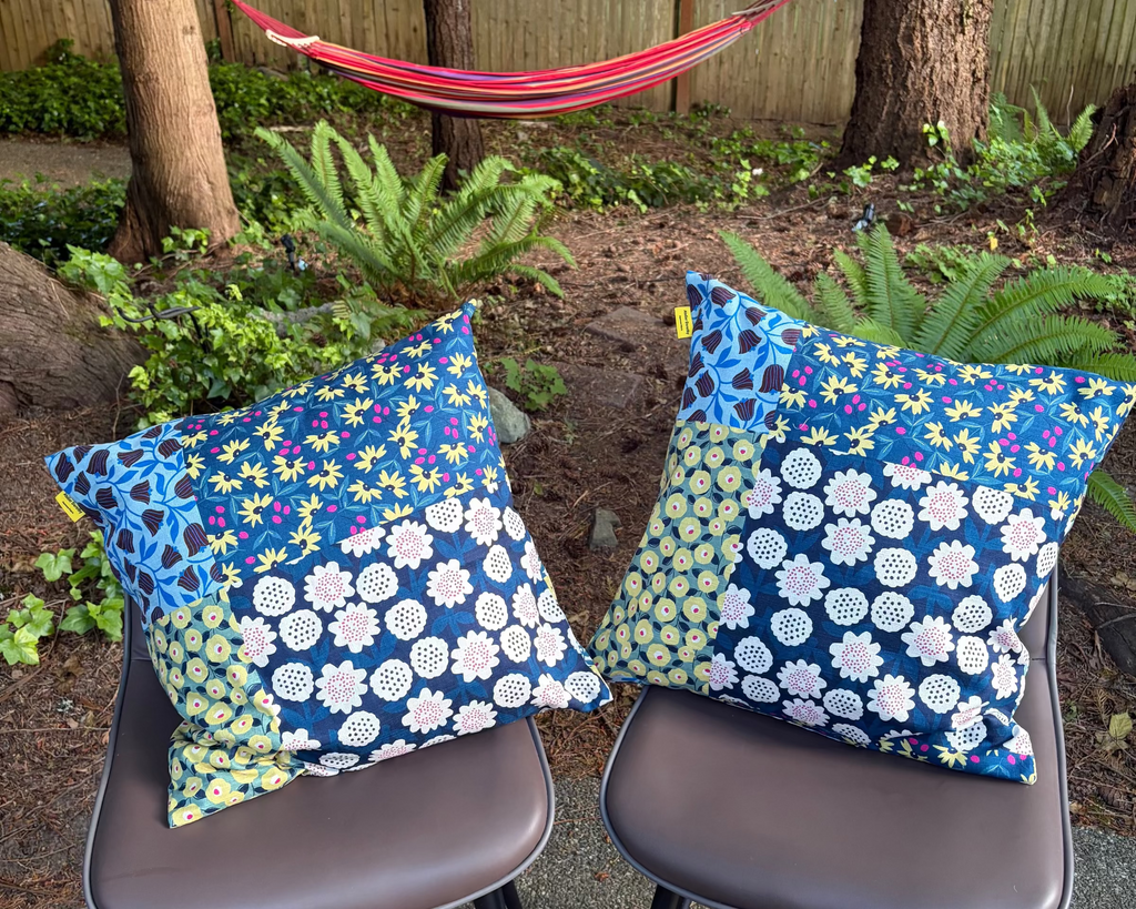 Handmade Kyoto Cotton Throw Pillow Cover : Ocean Floral_Zipper_50x50cm / 20"