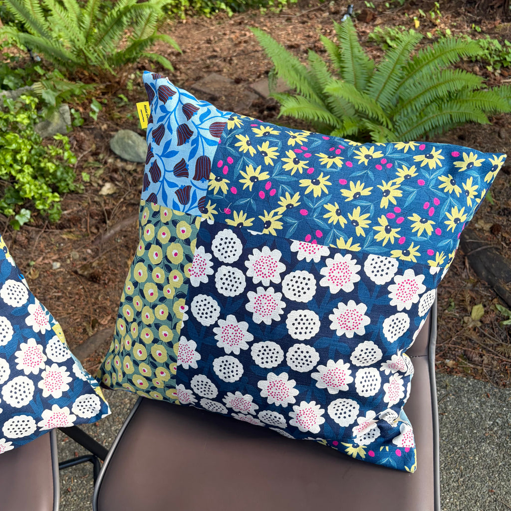 Handmade Kyoto Cotton Throw Pillow Cover : Ocean Floral_Zipper_50x50cm / 20"