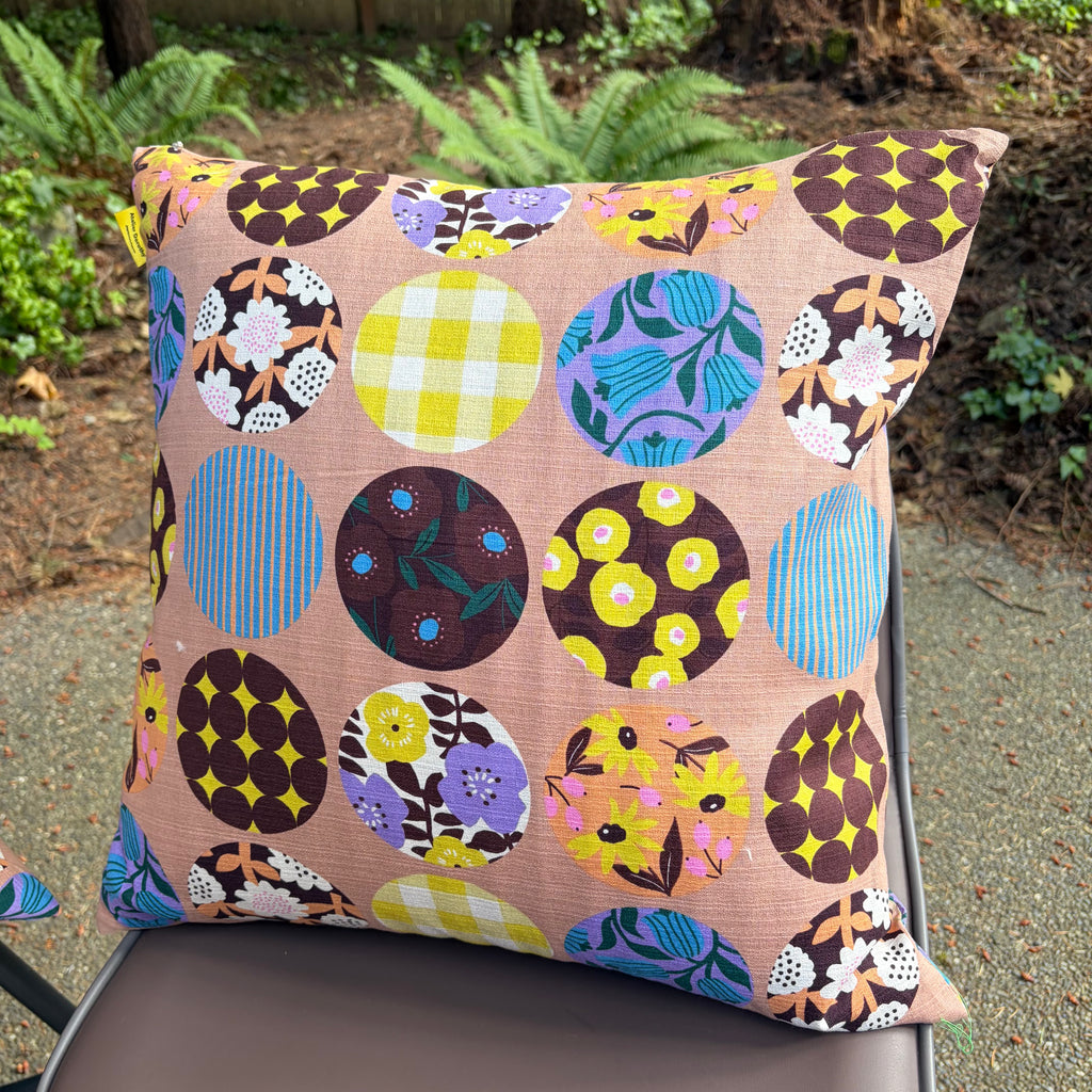 Handmade Kyoto Cotton Throw Pillow Cover : Apricot Round (50x50cm / 20")