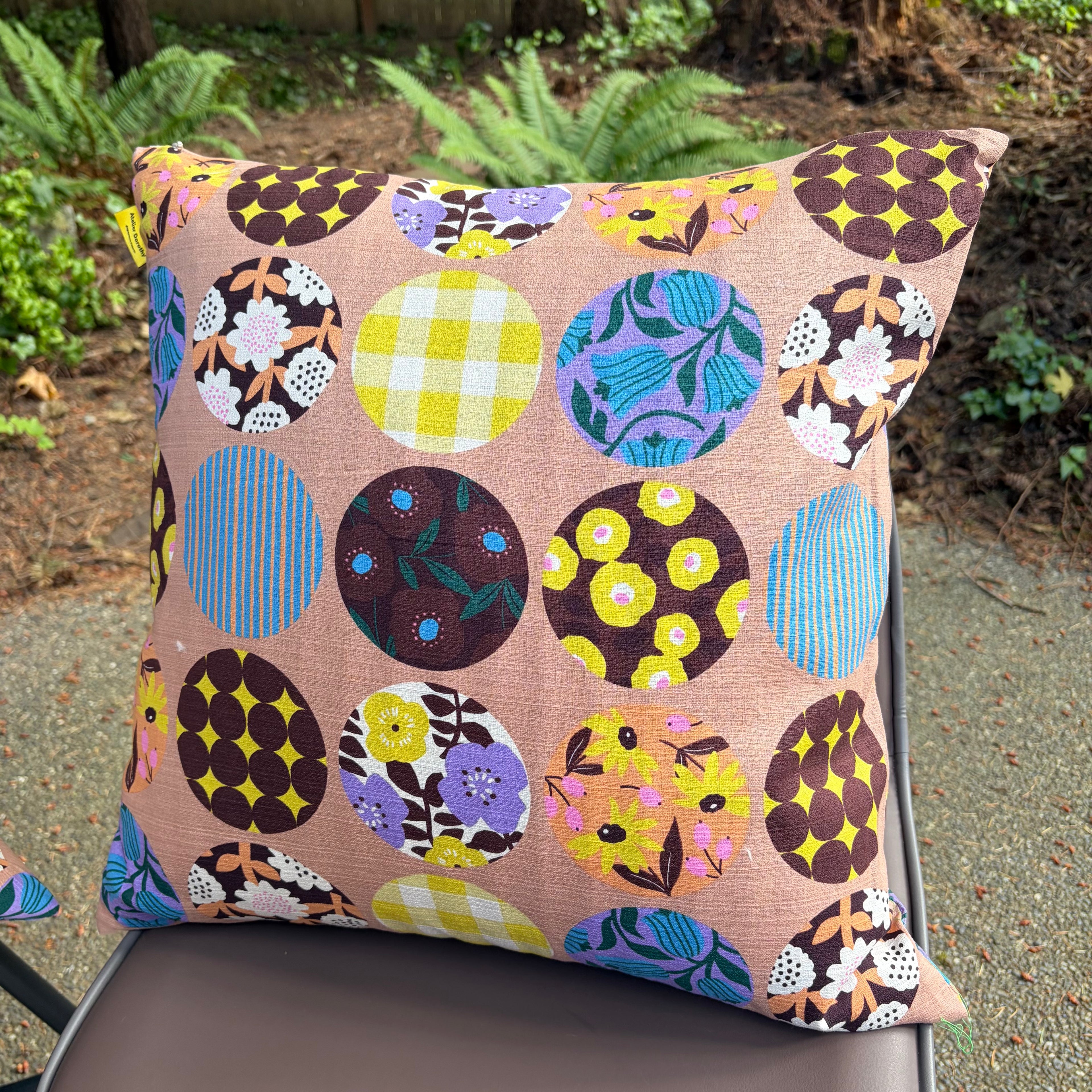 Handmade Kyoto Cotton Throw Pillow Cover : Apricot Round (50x50cm / 20")