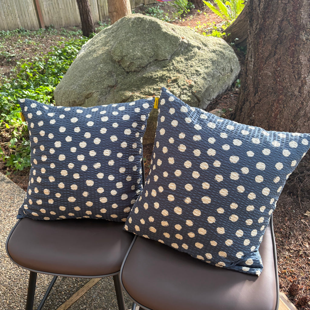 Handmade Seersucker Throw Pillow Cover : Indigo