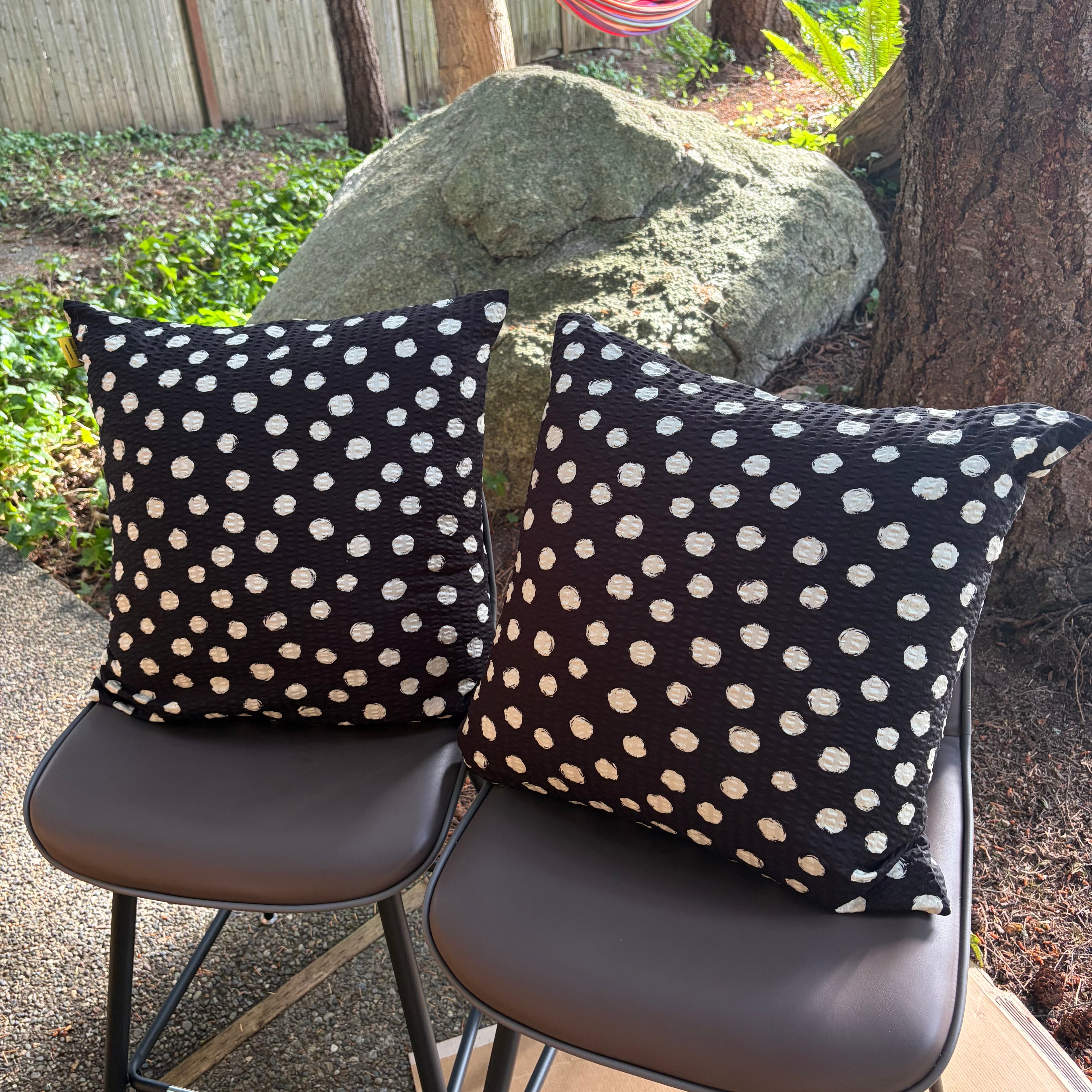 Handmade Seersucker Throw Pillow Cover : Midnight
