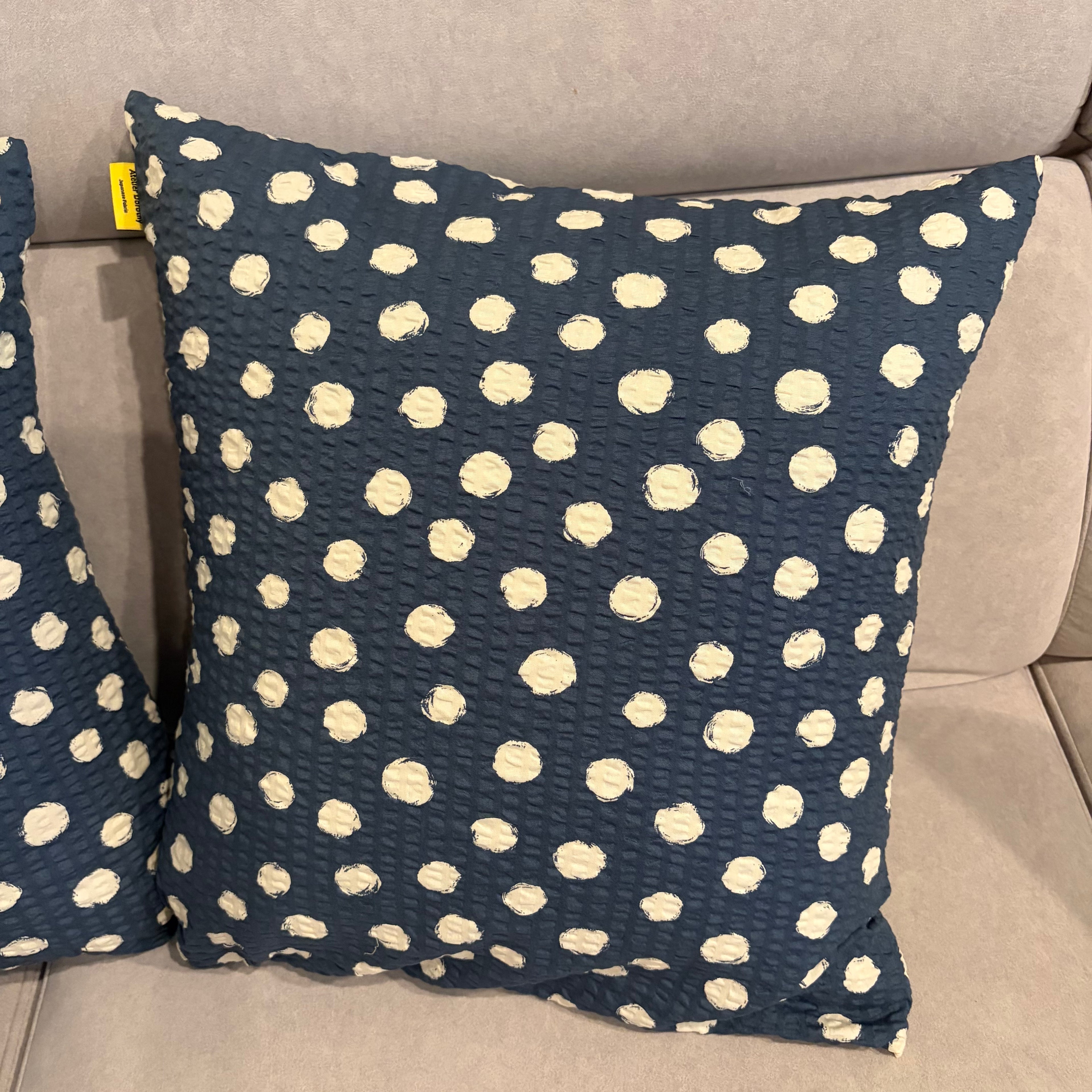 Handmade Seersucker Throw Pillow Cover : Indigo