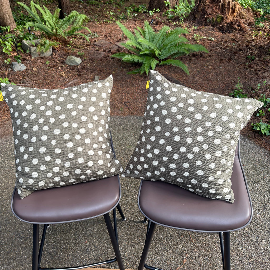 Handmade Seersucker Throw Pillow Cover : Olive