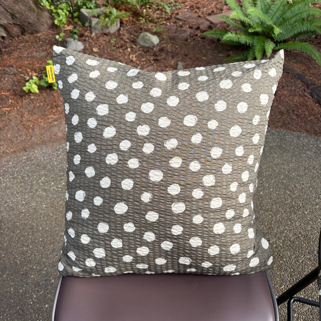 Handmade Seersucker Throw Pillow Cover : Olive