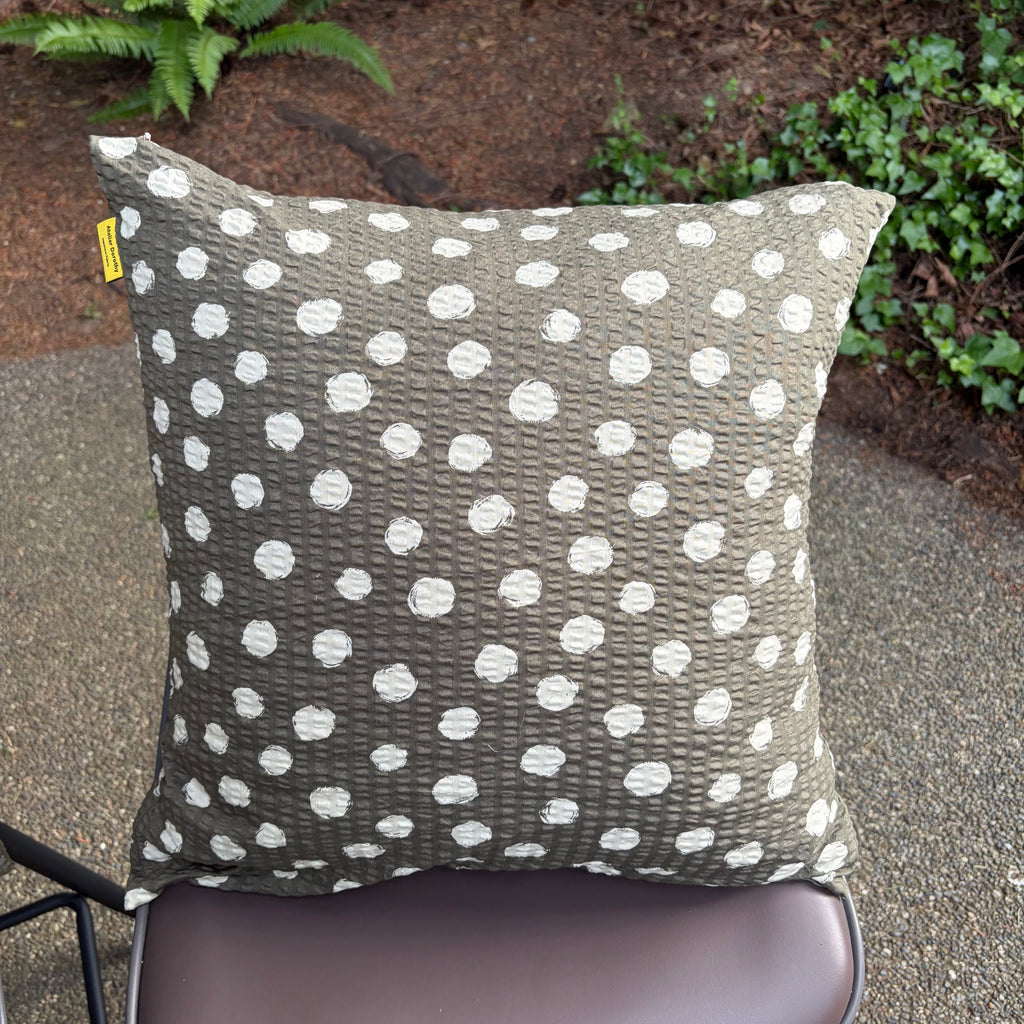 Handmade Seersucker Throw Pillow Cover : Olive