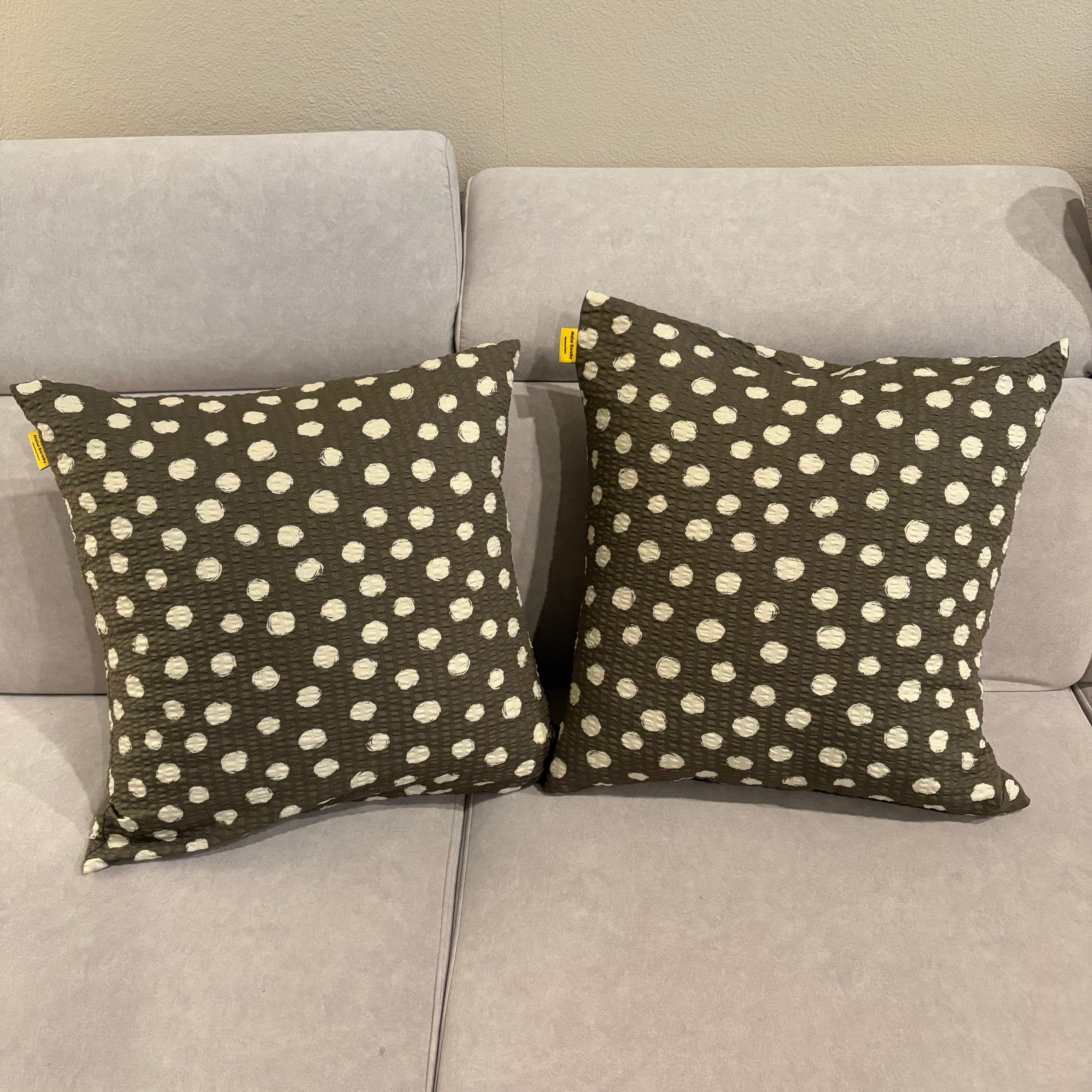 Handmade Seersucker Throw Pillow Cover : Olive