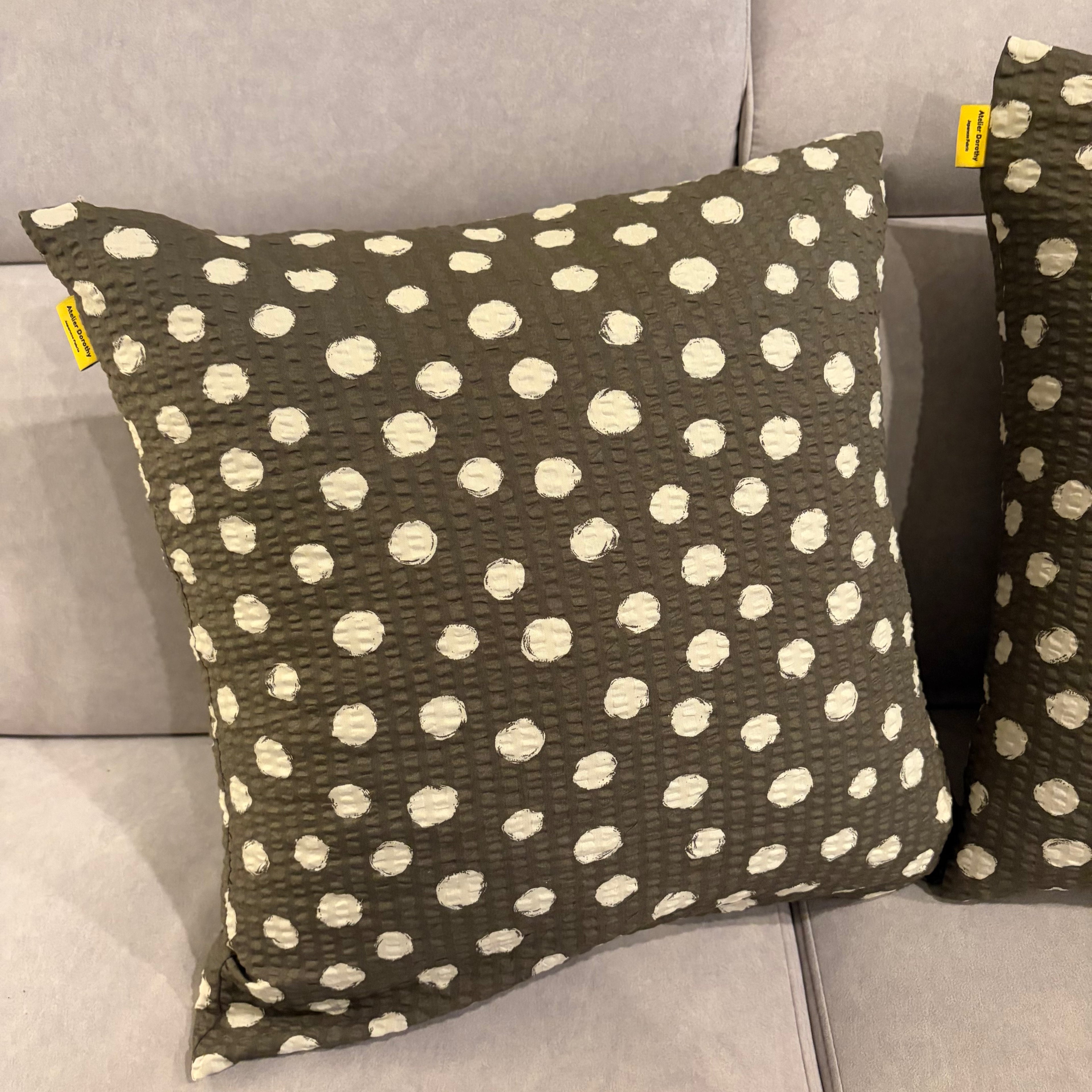 Handmade Seersucker Throw Pillow Cover : Olive